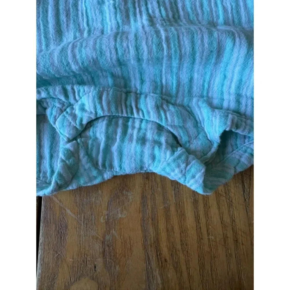 Vintage Old Navy Blue and White Striped Flower Romper Size 0-3 Months